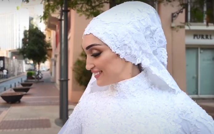 Vídeo mostra exato momento em que noiva é apanhada por explosão em Beirute