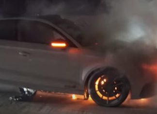 Audi RS3 incendeia depois de ter perdido os travões