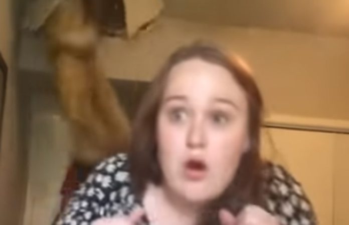 Jovem estava a cantar no seu quarto quando a mãe interrompe vinda do teto Jovem estava a cantar no seu quarto quando a mãe interrompe vinda do teto