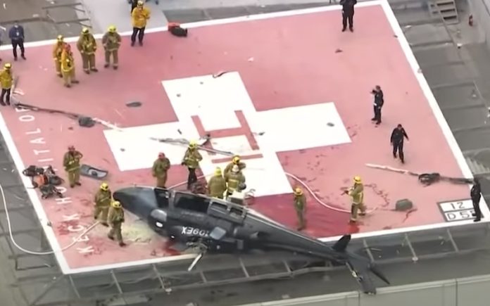 Helicóptero com coração para transplante cai ao aterrar Helicóptero com coração para transplante cai ao aterrar