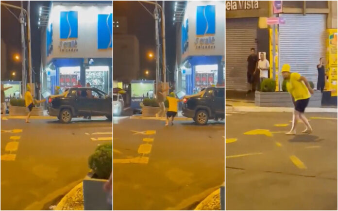 Homem pontapeia carro de apoiante de Lula e acaba lesionado