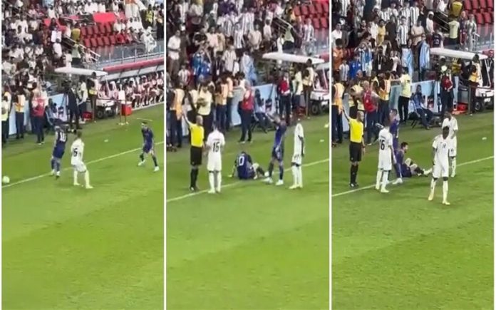 Lionel Messi A reação da bancada quando craque argentino sofreu falta