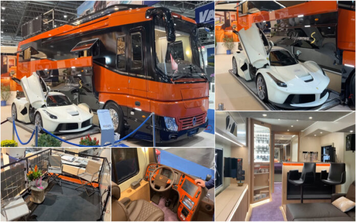 Autocaravana custa 5 milhões de dólares e transporta consigo um Ferrari