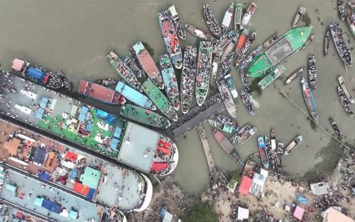 Drone visualiza imagens de encontro de turistas em Bangladesh