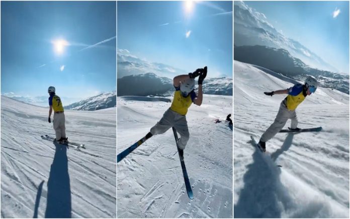 Campeão do mundo de ski faz a comemoração de Cristiano Ronaldo