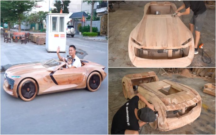 Pai construiu Audi Skysphere de madeira para o aniversário da sua filha
