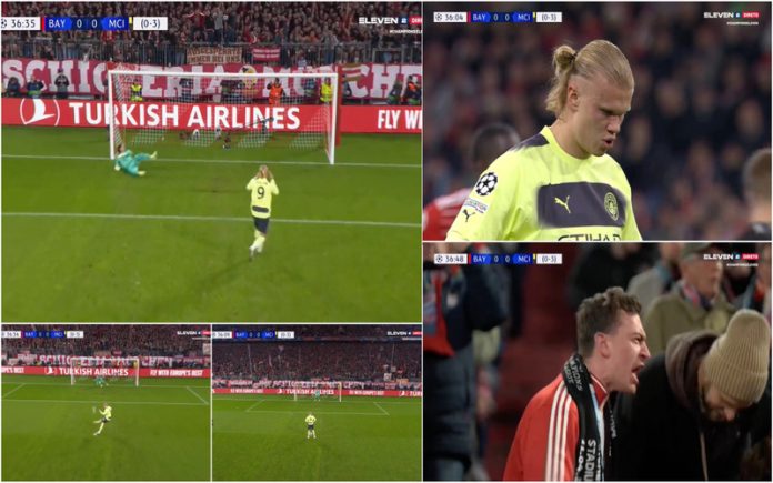 Haaland falha penálti e acerta em cheio com a bola num adepto