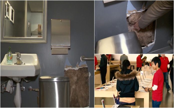 Ladrões surpreendem e roubam 436 Iphones com um buraco na parede na Loja da Apple