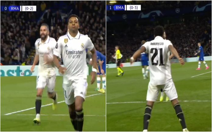 Rodrygo marca golo em Stamford Bridge e festeja à Ronaldo