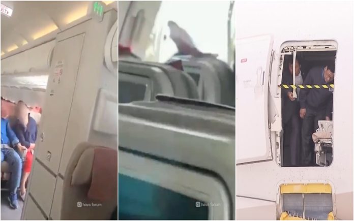 Pânico durante viagem de avião após passageiro abrir porta de emergência durante a aterragem