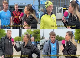 Repórter brasileira questiona adeptos do City sobre a troca entre Neymar e Bernardo Silva