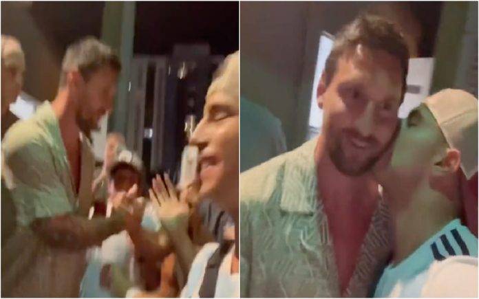 Adepto beijou Messi quando o argentino saía de um restaurante em Miami Beach