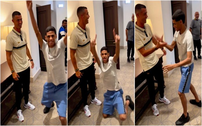 Cristiano Ronaldo não conteve a gargalhada ao conhecer o Luva de Pedreiro