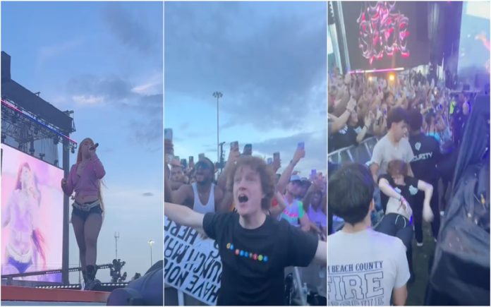 Fã da rapper Ice Spice finge desmaio durante concerto no Rolling Loud Miami