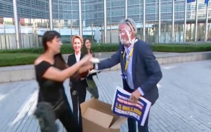 Ativistas Ambientais atiram tortas à cara do presidente executivo da Ryanair