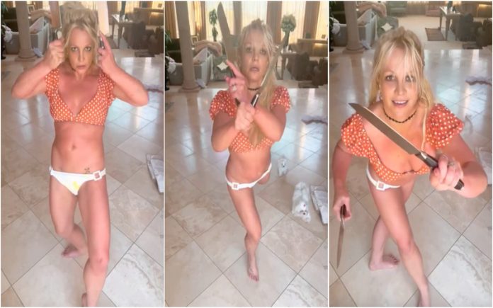 Britney Spears preocupa fãs ao dançar com facas de cozinha