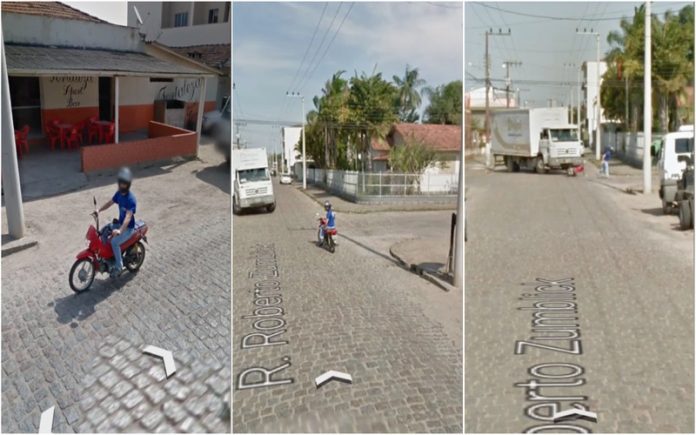 Motociclista distrai-se com passagem de carro da Google