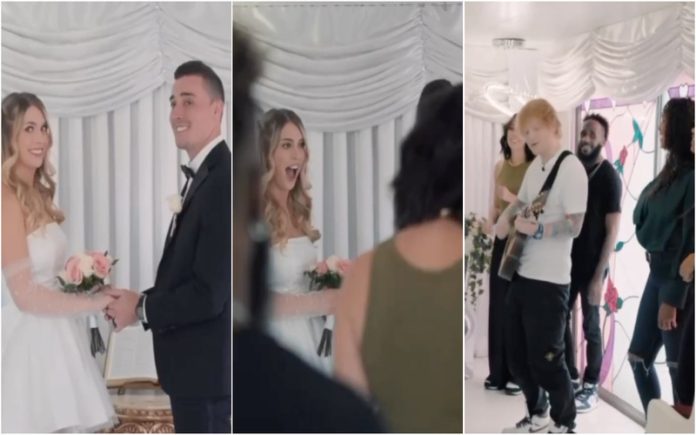 Ed Sheeran invadiu casamento e cantou para os noivos