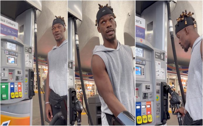 Jimmy Butller queixa-se do preço dos combustíveis enquanto atesta o seu Bugatti