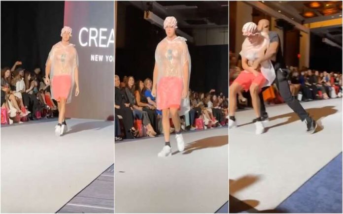 Jovem invade Semana da Moda em Nova Iorque e desfilou com saco do lixo e touca