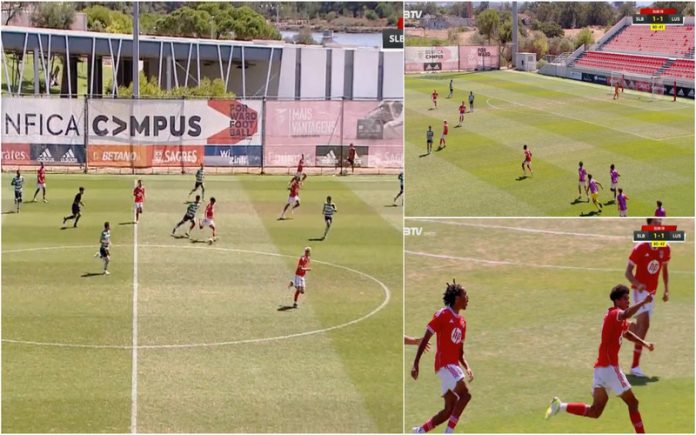 Júnior do Benfica marca um golo do meio-campo que promete correr mundo