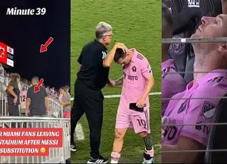 Multidão de adeptos deixa o estádio após Lionel Messi sair do jogo aos 37 minutos