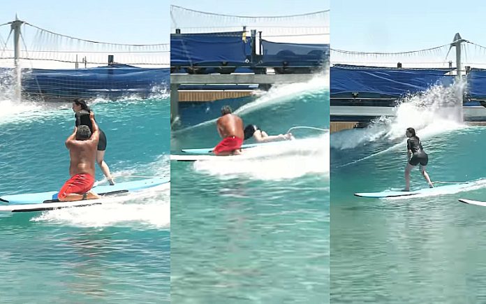 Aluna e mestre viralizam durante uma verdadeira “aula magna” de Surf