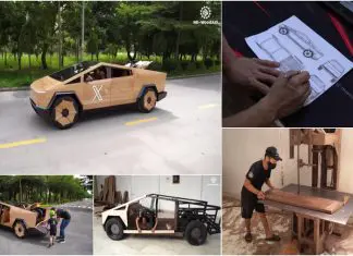 Carpinteiro constrói Cybertruck da Tesla de madeira totalmente funcional