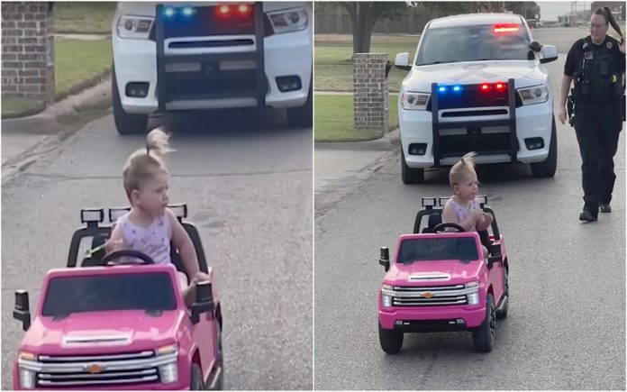 Menina de 2 anos ao volante foi apanhada pela polícia de forma hilariante