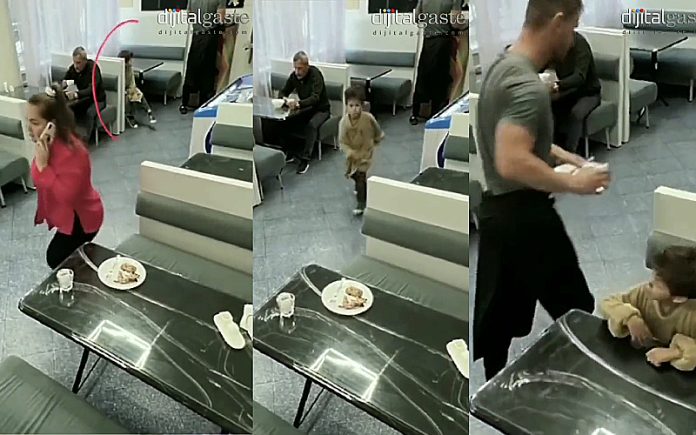 Empregado de mesa faz algo totalmente surpreendente a um miúdo.