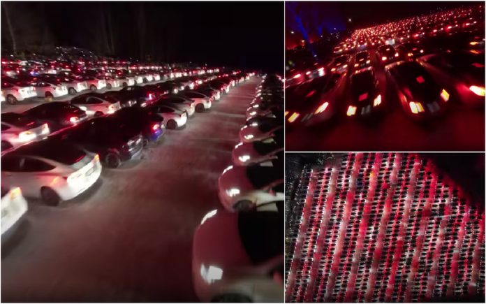 Entusiastas da Tesla iluminam a noite na Finlândia com um espetáculo de luzes e batem recorde mundial