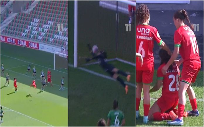 Laura Luís marca golão de pontapé de bicicleta em jogo das meias-finais da Taça da Liga Feminina