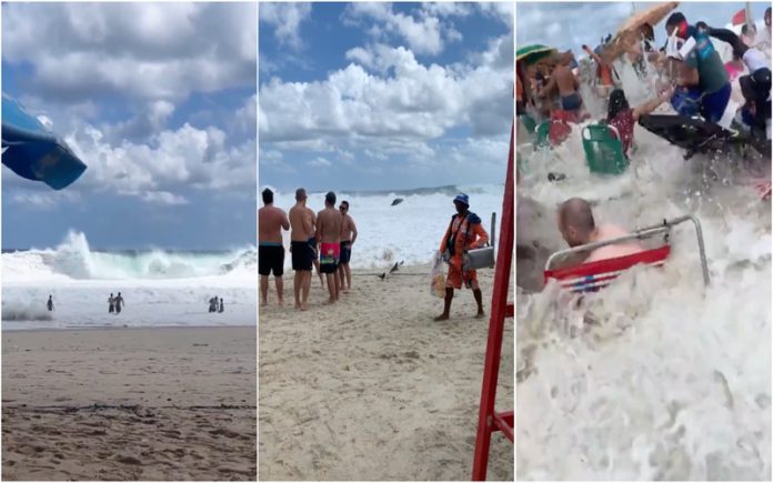 Onda gigante surpreende banhistas no Rio de Janeiro