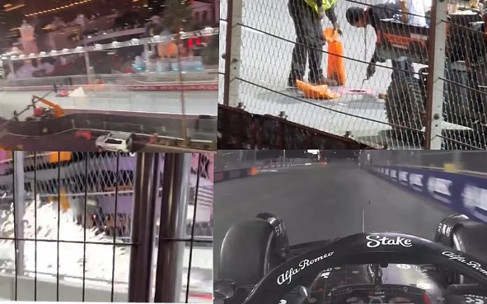 Vídeo do instante em que a tampa de esgoto danifica vários componentes do carro de Carlos Sainz