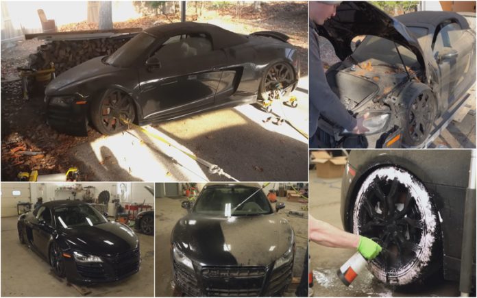 Audi R8 Spyder V10 ganha nova vida após estar abandonado durante cinco anos