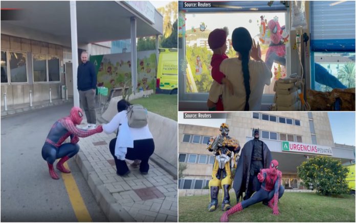 Polícia surpreende crianças no hospital ao vestir-se de Homem-Aranha