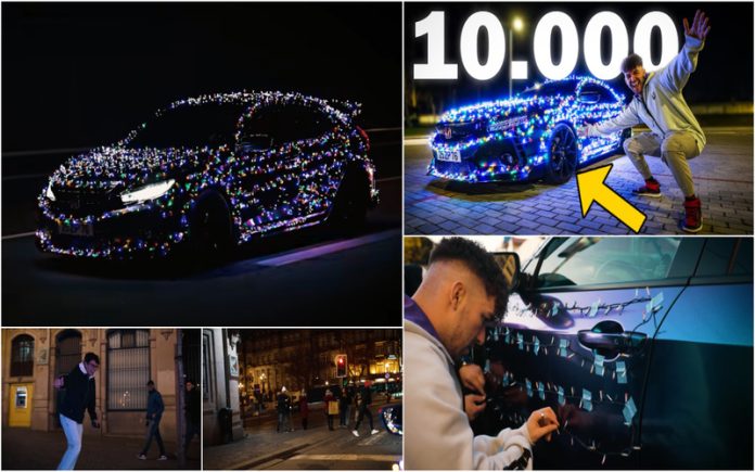Youtuber português transforma Honda Civic Type R com mais de 10.000 luzes de Natal
