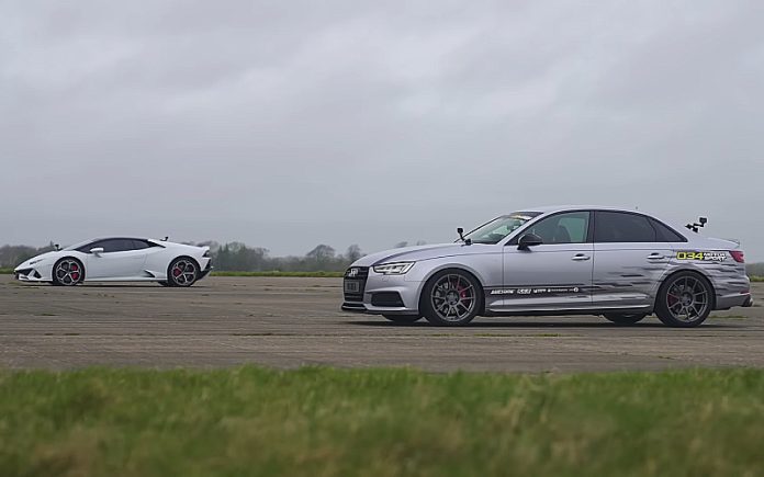 Audi S4 desafia um Lamborghini Huracán Evo (Só que não é um S4 qualquer) Audi S4 desafia um Lamborghini Huracán Evo (Só que não é um S4 qualquer)