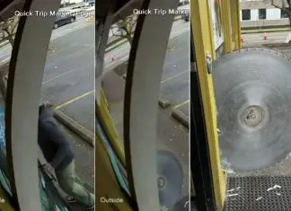 Homem escapa por um triz após lâmina de serra de 1 metro se soltar e se dirigir em sua direção Homem escapa por um triz após lâmina de serra de 1 metro se soltar e se dirigir em sua direção