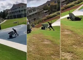 Tente não rir: Carro de mão cheio de areia cai sobre jardineiro durante tentativa de subida Tente não rir carro de mão cheio de areia cai sobre jardineiro durante tentativa de subida