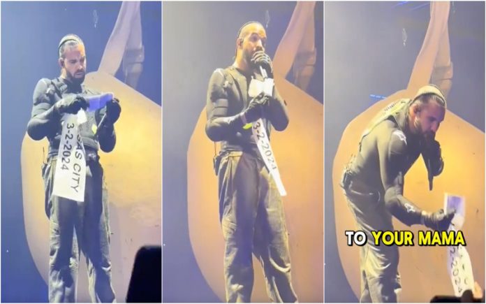 Drake paga hipoteca de um fã após receber um papel durante concerto