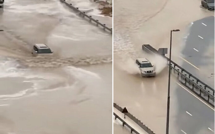 Enquanto o Dubai enfrentava um dilúvio bíblico, um Nissan Patrol decidiu dar um passeio