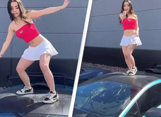 Mulher quebra janela de Lamborghini ao fazer dança TikTok, deixando as pessoas chocadas com a falta de durabilidade