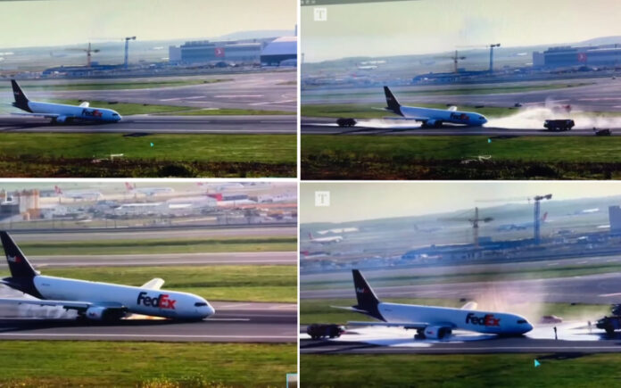 Avião da Fedex aterrisa com nariz em aterrizagem de emergência na turquia