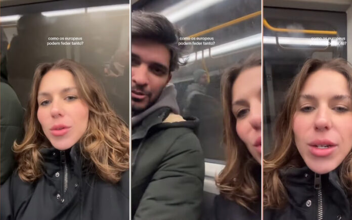 Influenciadora brasileira torna-se viral ao queixar-se do mau cheiro dos europeus no transporte público Influenciadora brasileira torna-se viral ao queixar-se do mau cheiro dos europeus no transporte público