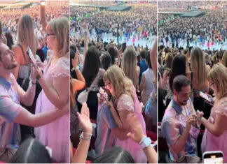 Pedido de casamento de casal português no concerto de Taylor Swift destaca-se nos EUA
