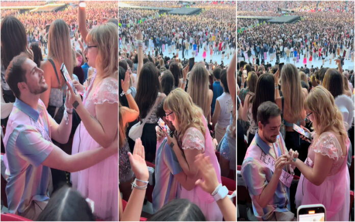 Pedido de casamento de casal português no concerto de Taylor Swift destaca-se nos EUA