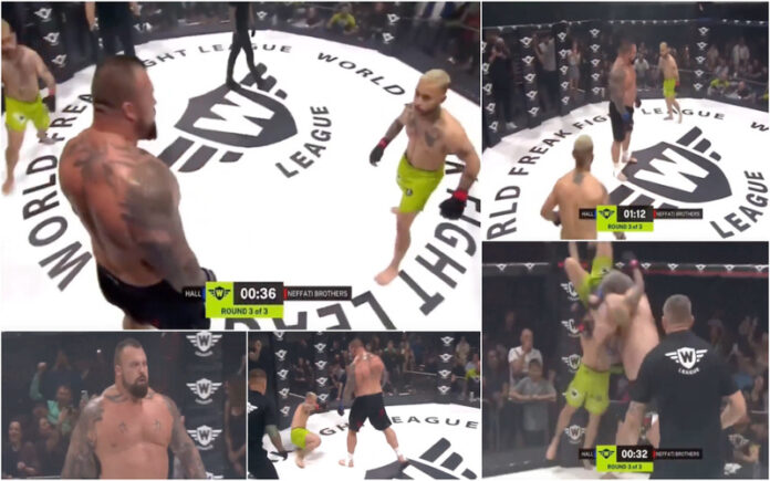 Eddie Hall domina irmãos TikTokers em luta de MMA