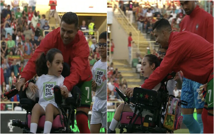 Gesto emocionante de Ronaldo com jovem em cadeira de rodas