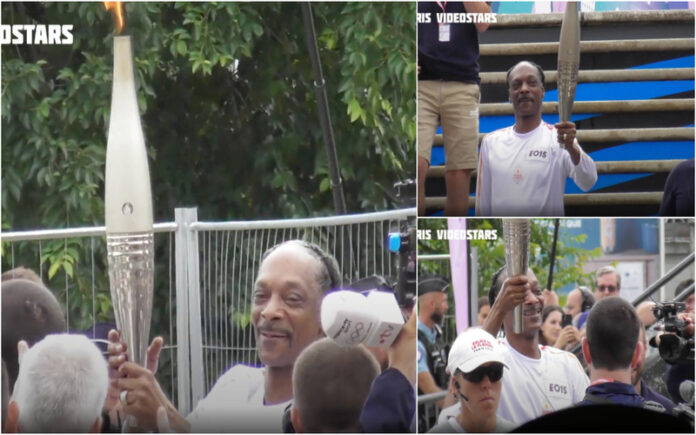 Snoop Dogg carrega tocha Olímpica em Paris 2024